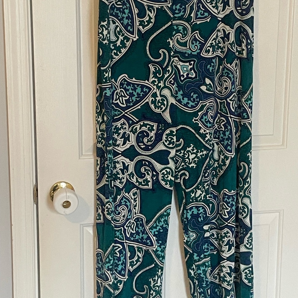 Chico's Teal and White Patterned Pants